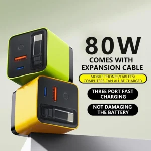 3 in 1 GaN Charger Retractable 80W MAX Fast Charger