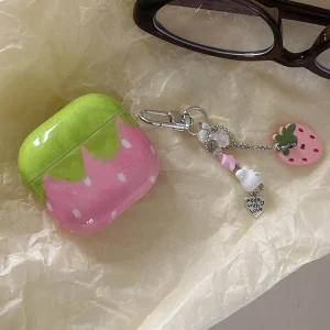 Pink Strawberry Shockproof Protective Cover Case For AirPods
